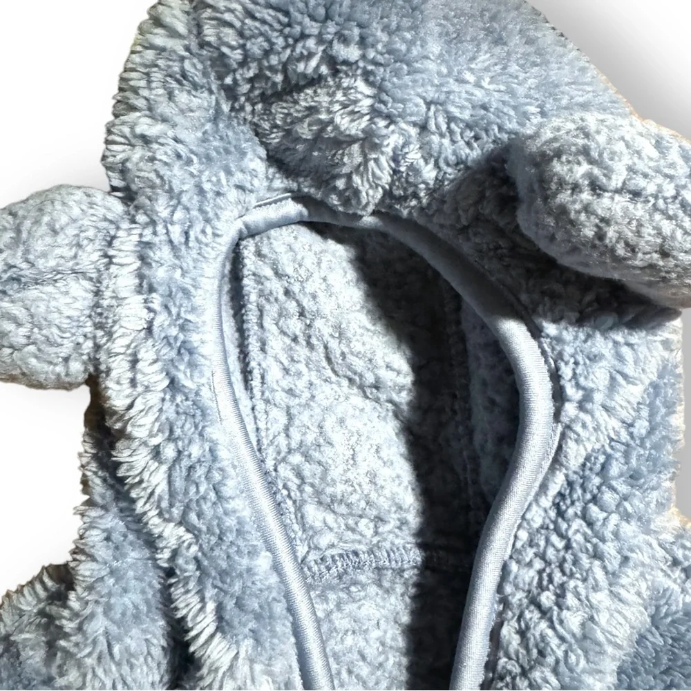 Bear Ears Hoodie Fuzzy Cozy Sweatshirt Jacket Blue 80 cm